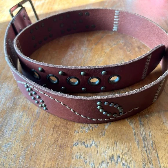 Bed Stu Tuscan Brown Stud Bling Leather Belt Size Small Bed Stu Hewitt Leather Belt Medium 34 Brown Silver Metal  main image 3